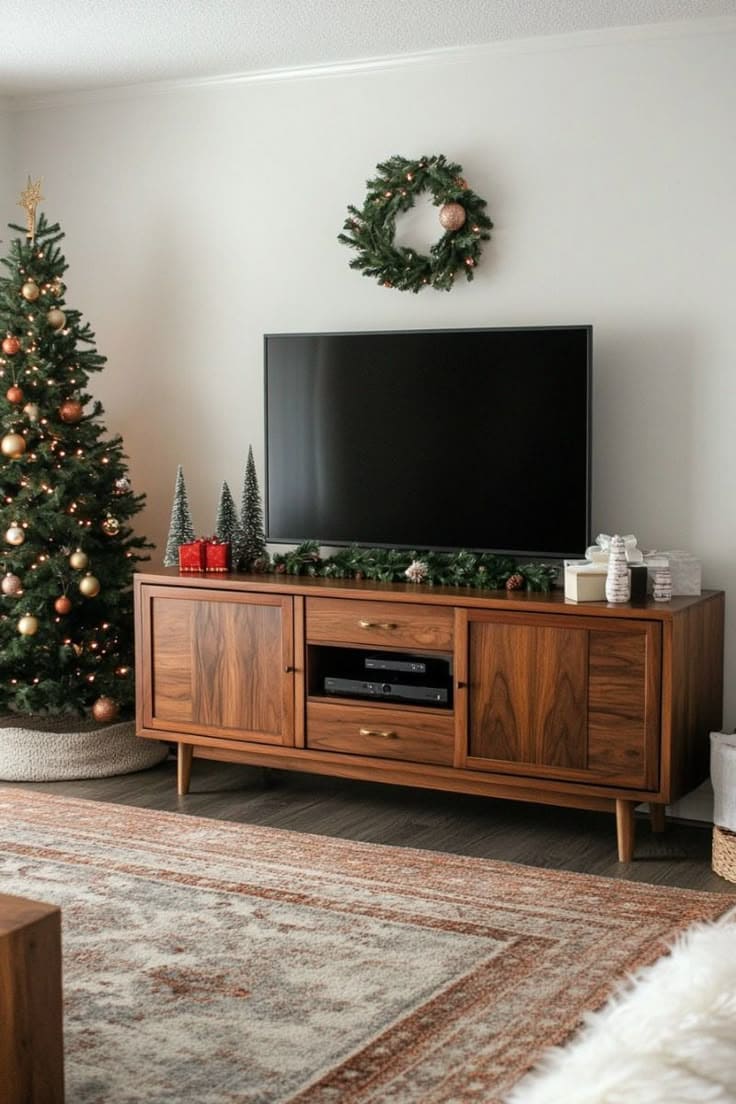 Minimalist Holiday TV Corner