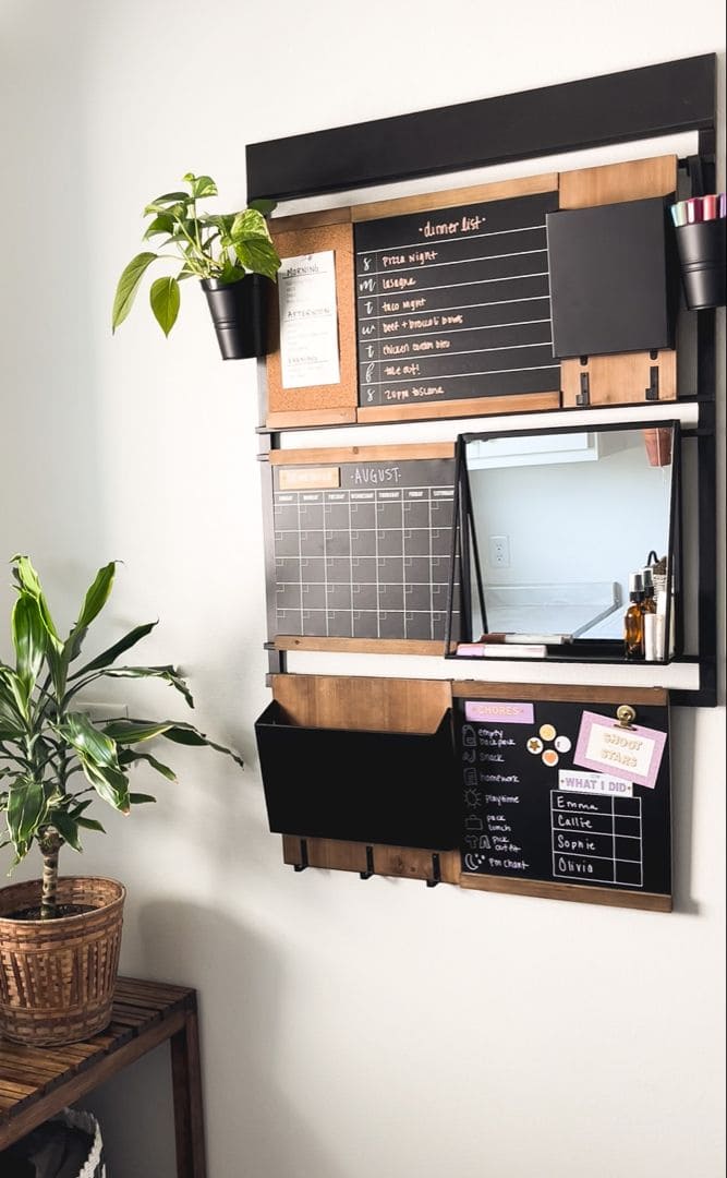 Modern Black and Wood Family Organizer