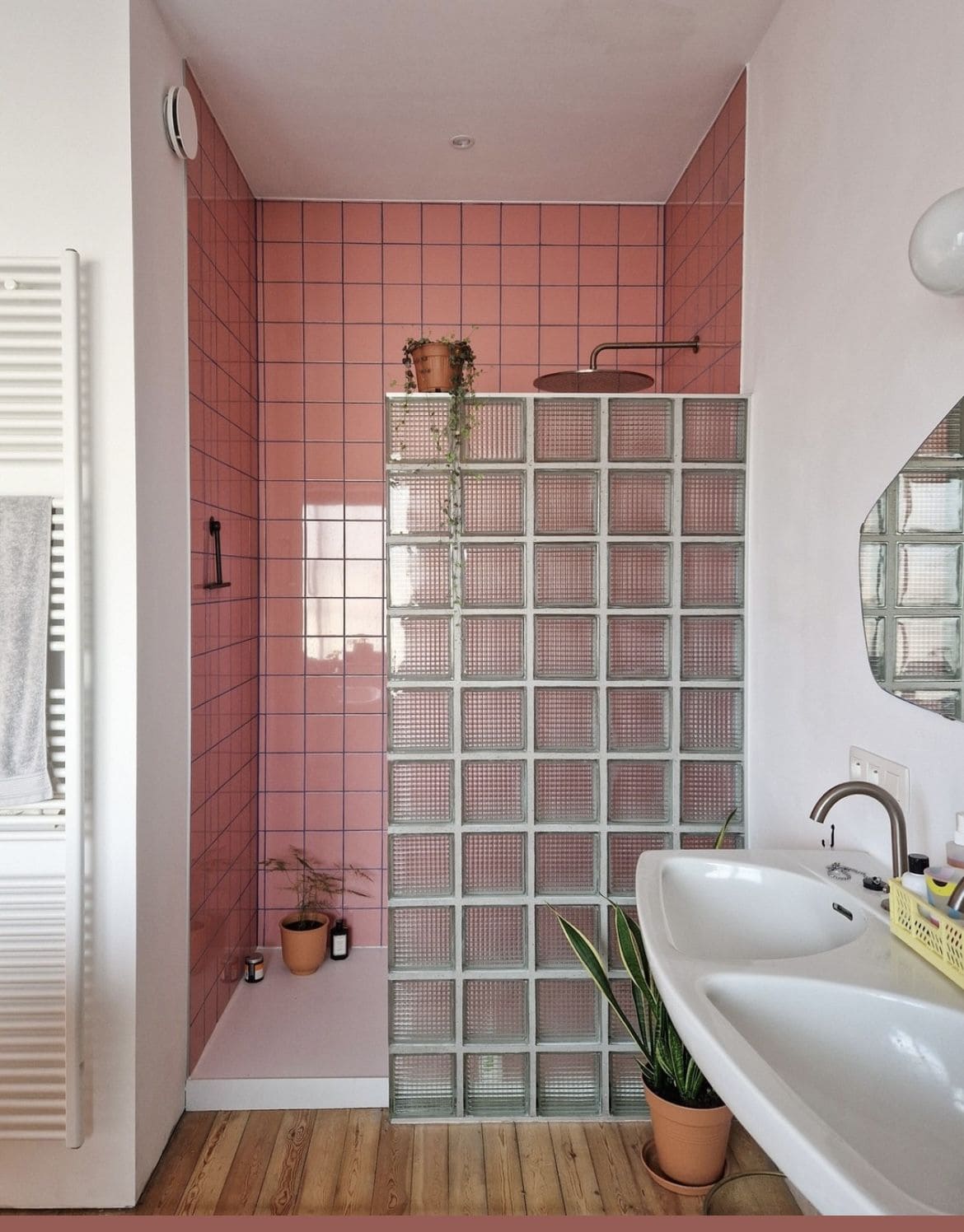 Modern Glass Block Shower Partition