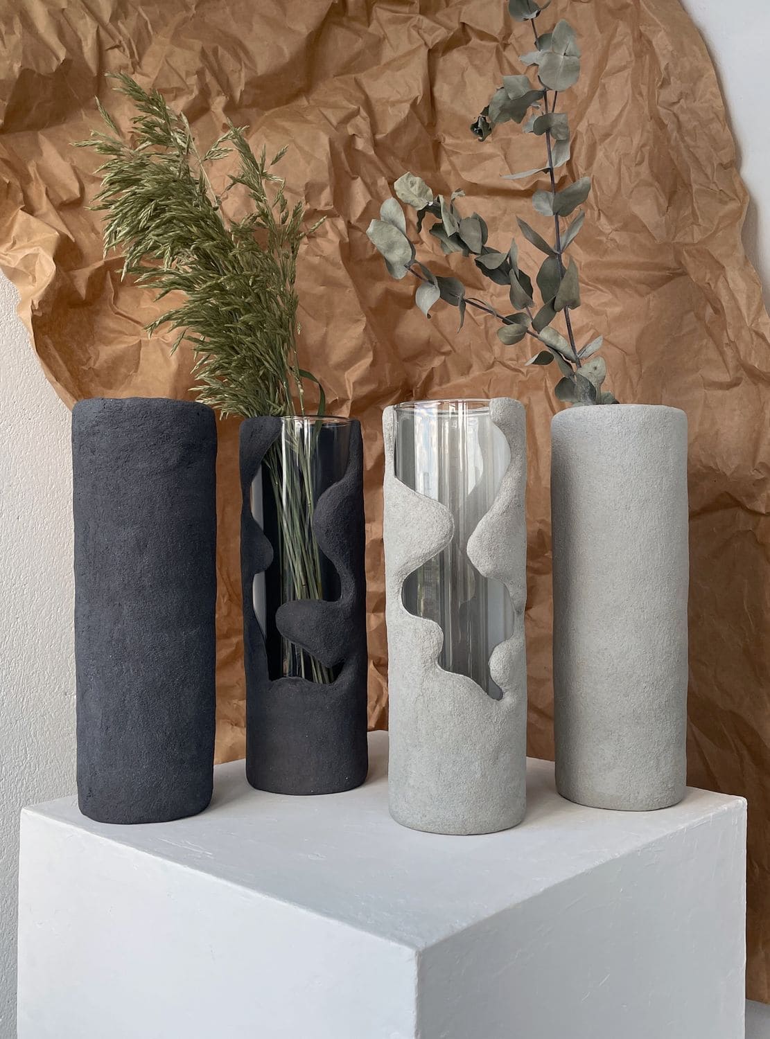 Modern Sculptural Concrete Vases