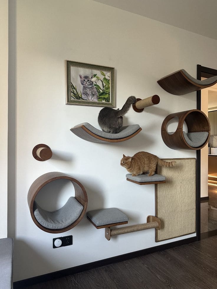 Modern Wall-Mounted Cat Playground