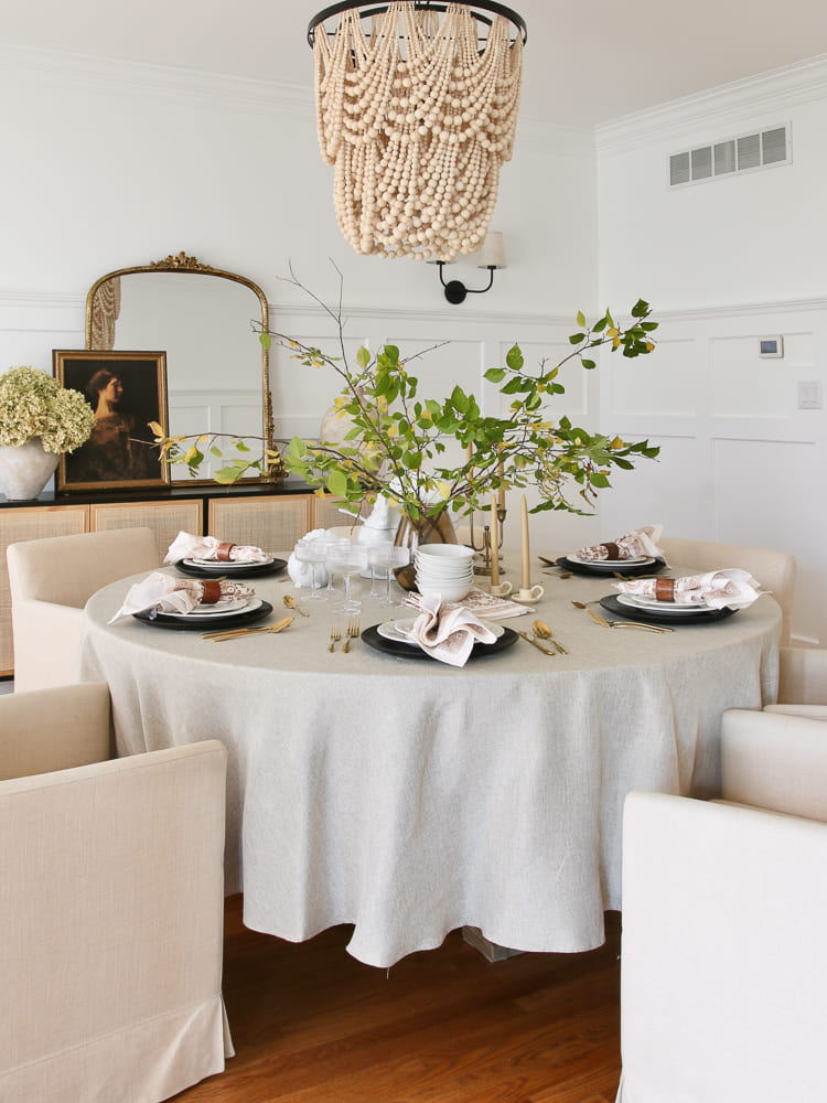 Neutral Pumpkin and Greenery Thanksgiving Table