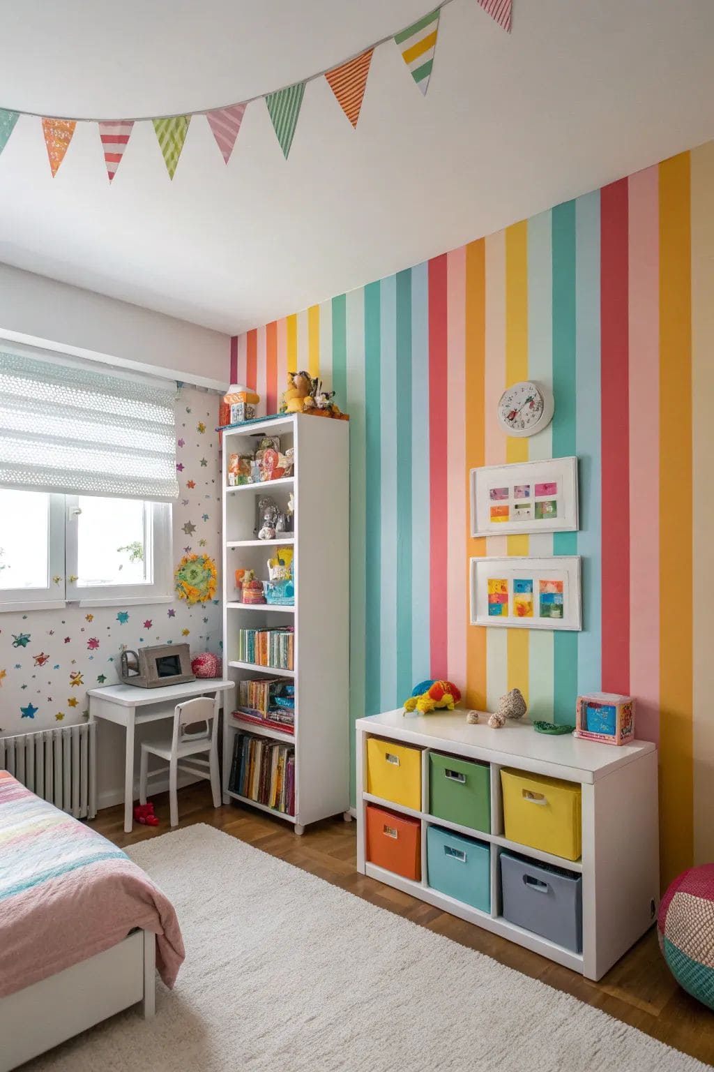 Rainbow Striped Accent Wall