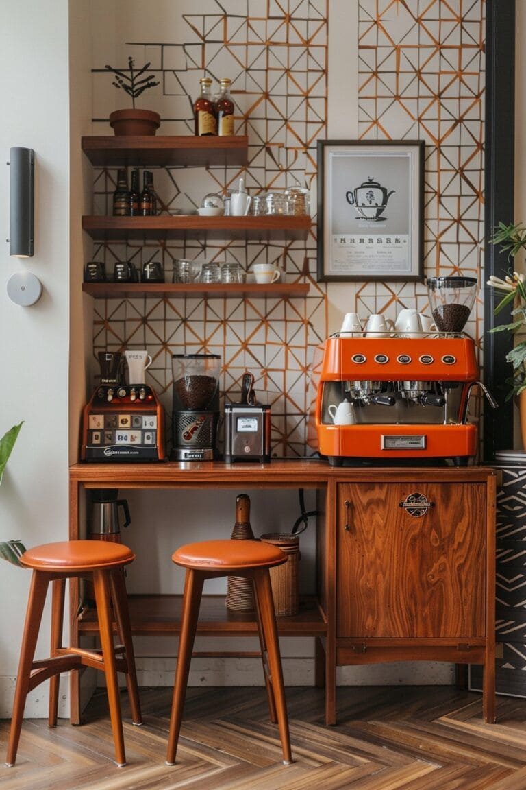 Retro-Inspired Coffee Bar Nook