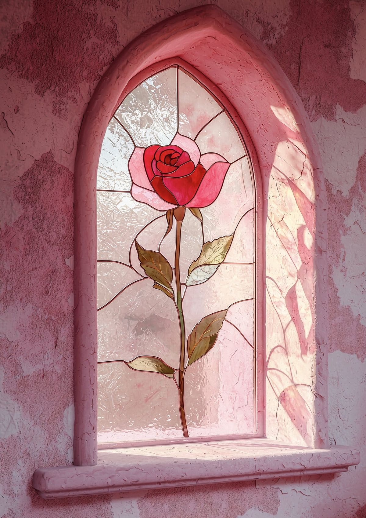 Romantic Rose Stained Glass Window