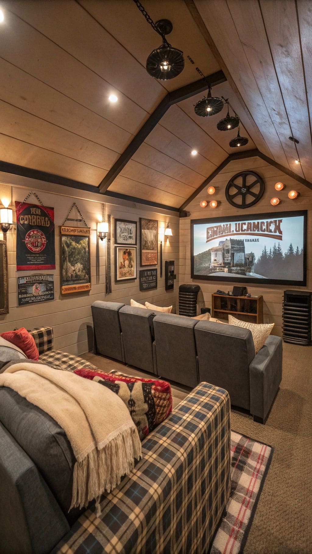 Rustic Cabin Theater Room