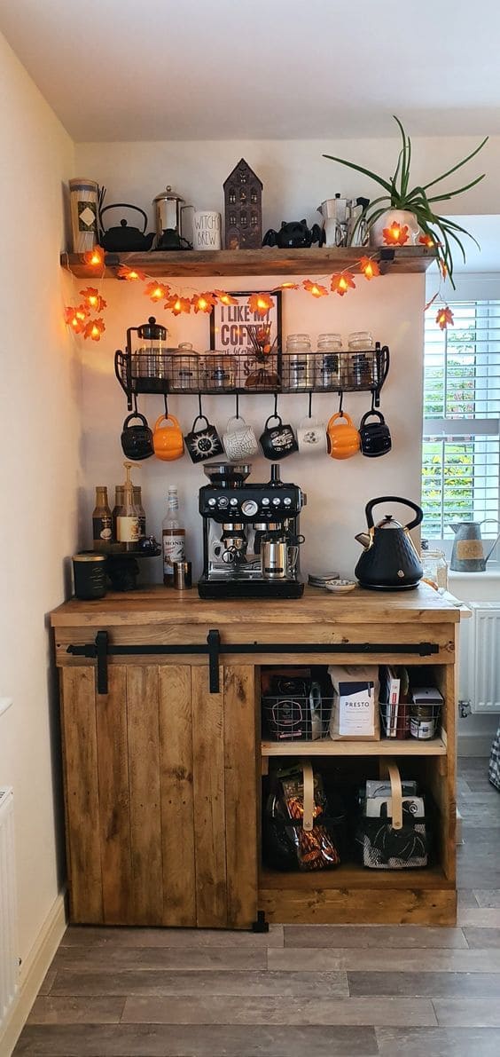 Rustic Fall-Themed Coffee Bar