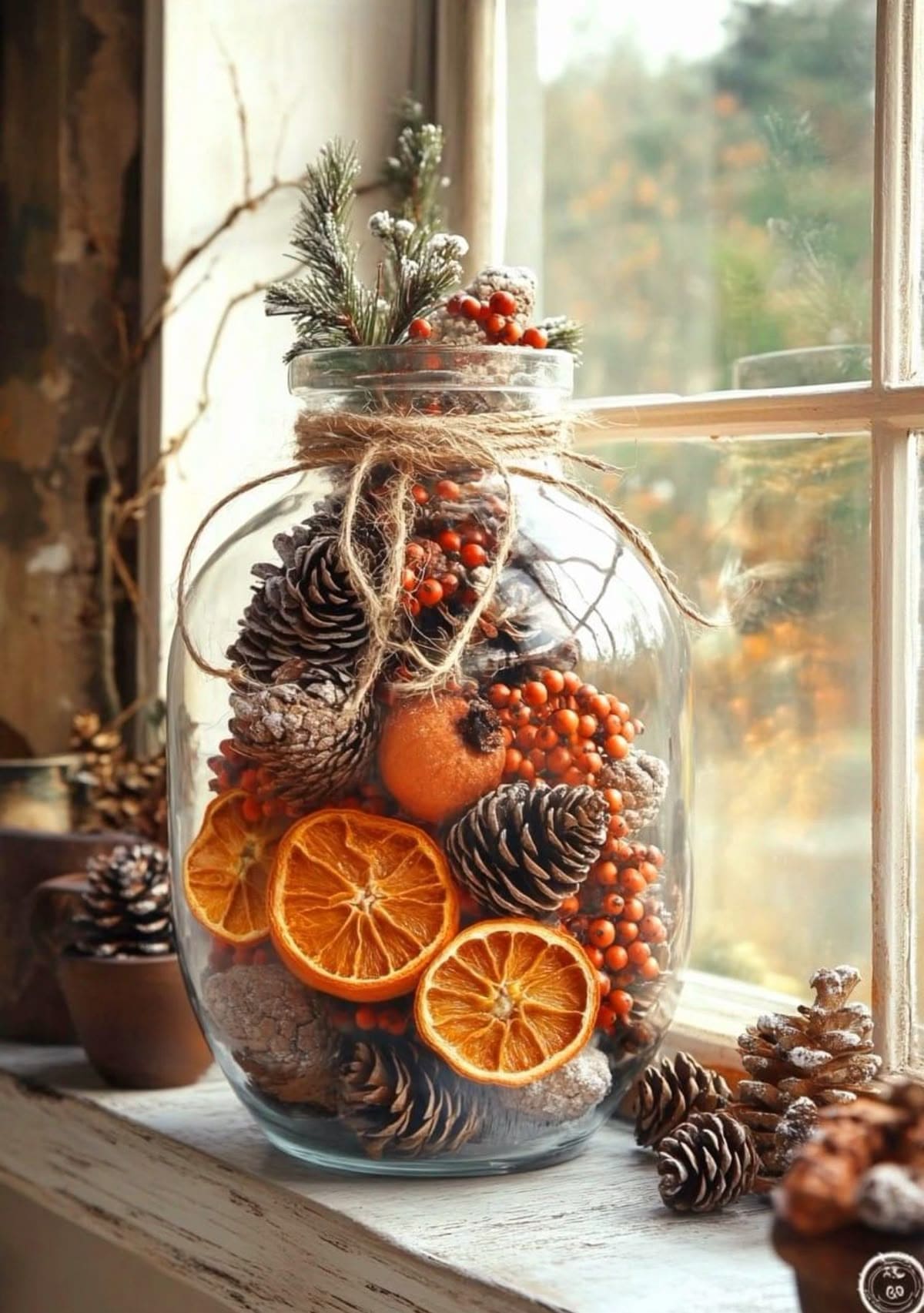 Rustic Jar Filled with Winter Warmth