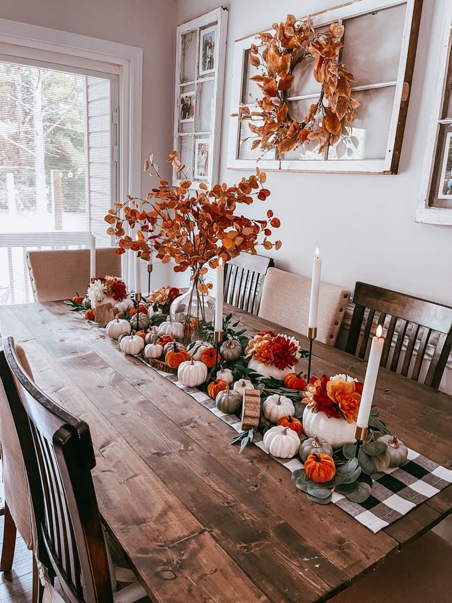 Rustic Pumpkin and Candle Thanksgiving Table
