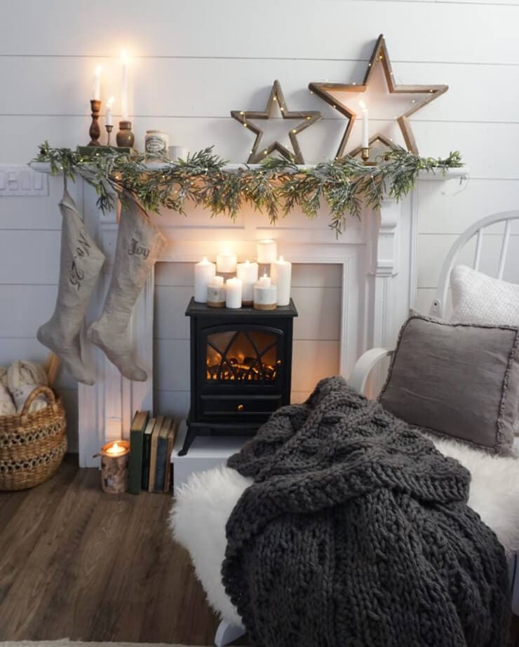 Rustic Scandinavian Fireplace Nook