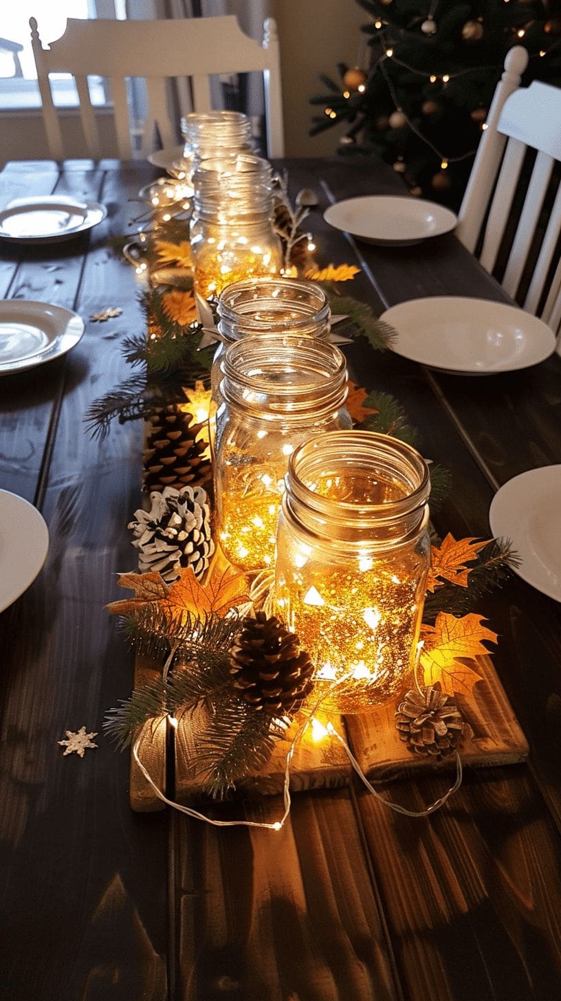 Rustic Thanksgiving Mason Jar Centerpiece
