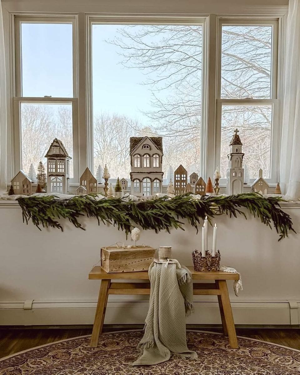 Rustic Winter Village Window Display