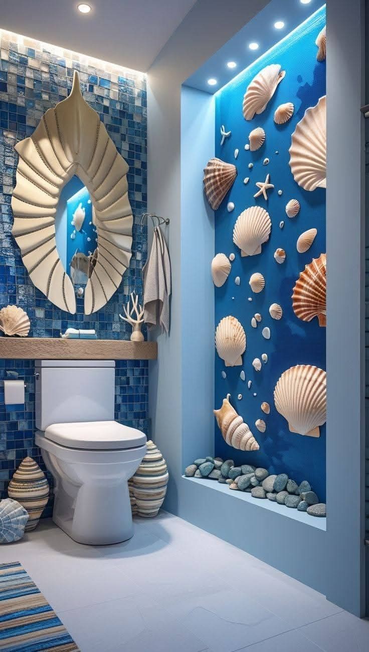 Seashell Wall Mermaid Bathroom Decor