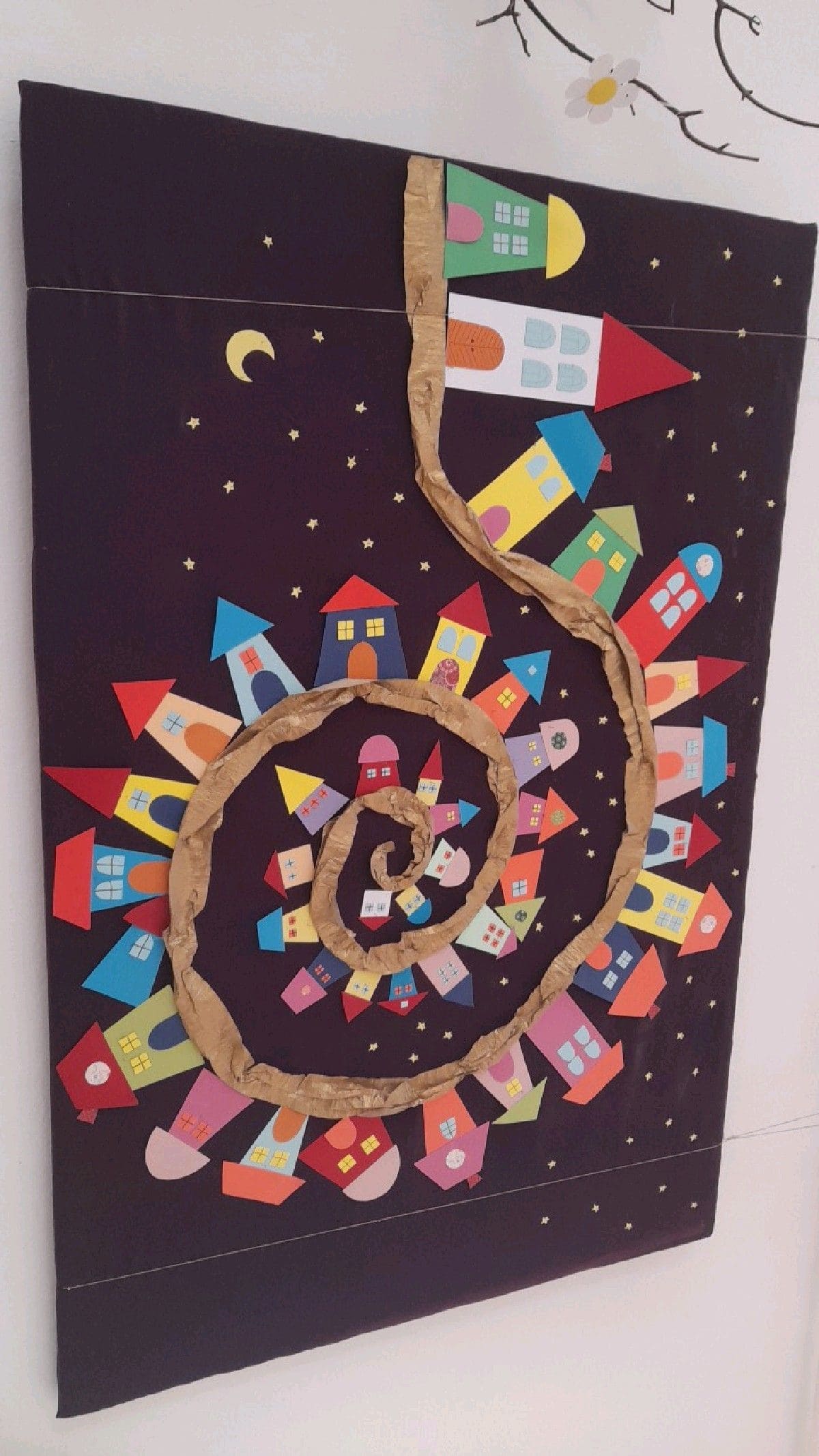 Spiral Paper Village Art Display