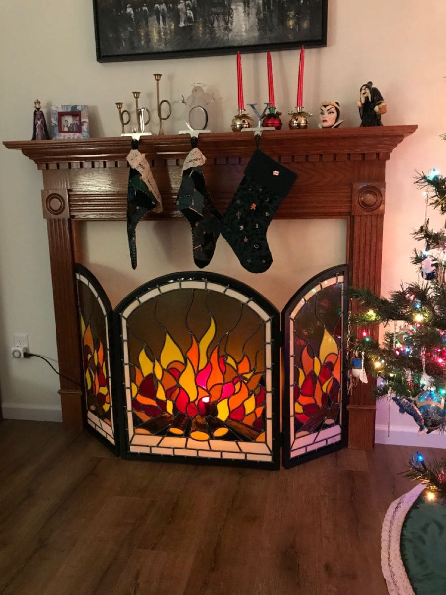 Stained Glass Fireplace Glow Screen