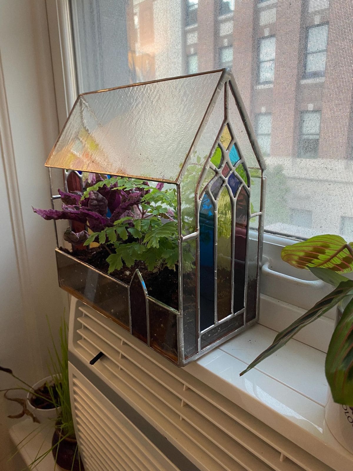 Stained Glass Greenhouse Planter