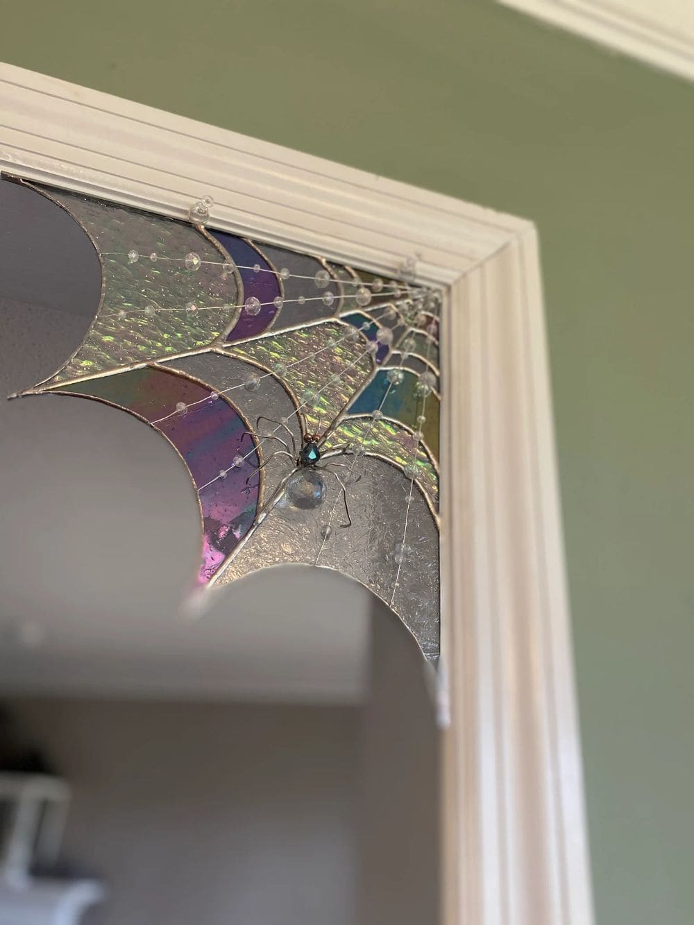Stained Glass Spiderweb Accent