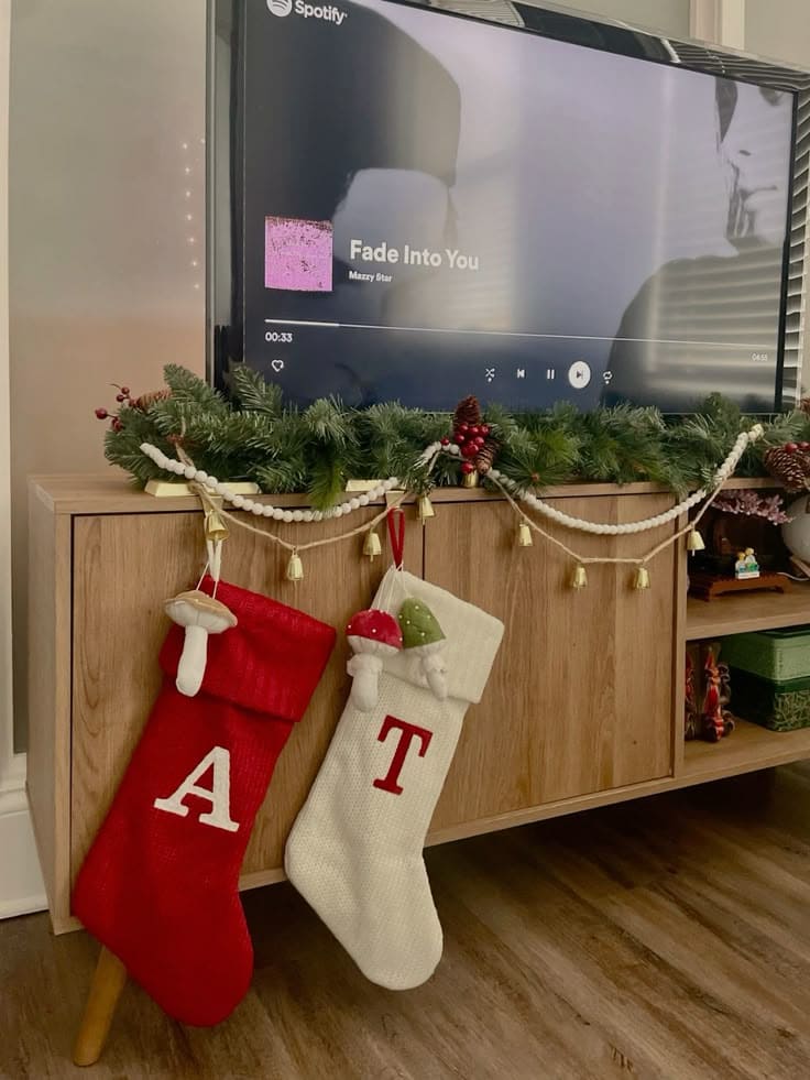 Stockings and Garland TV Display