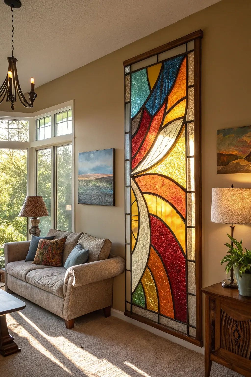 Sunburst Stained Glass Wall Feature