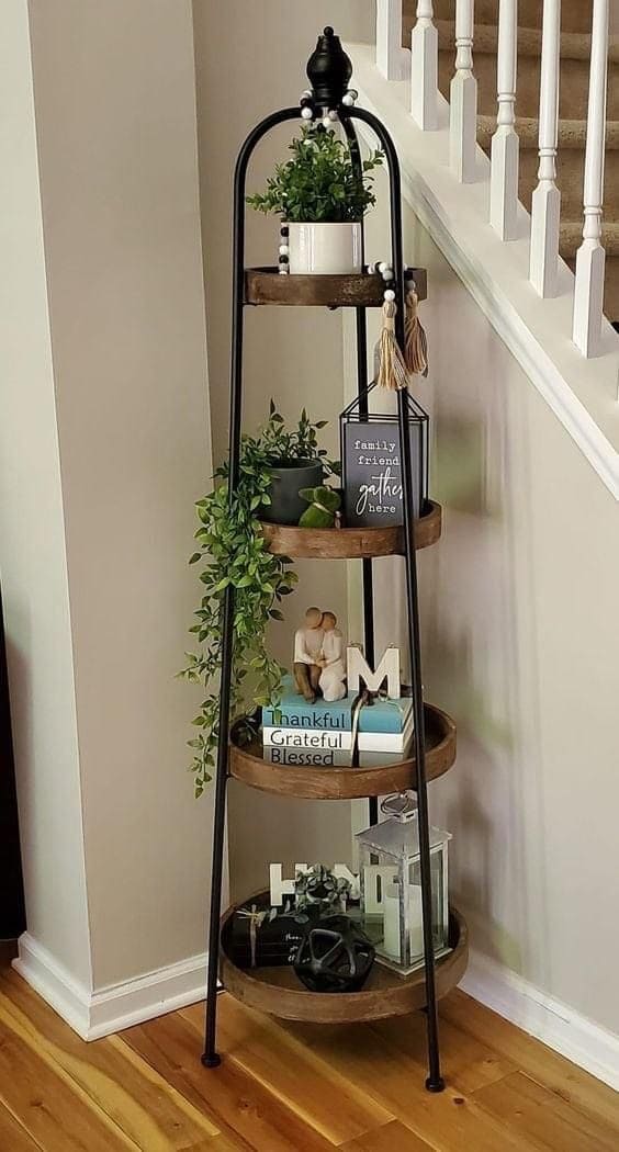 Tiered Corner Shelf Decor Idea