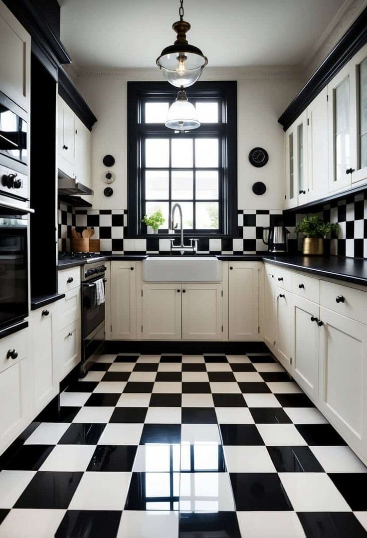 Timeless Checkerboard Kitchen Elegance