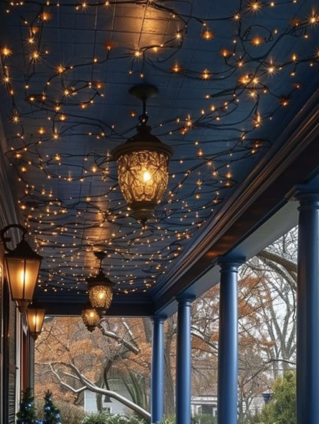 Twinkling Fairy Light Porch Ceiling