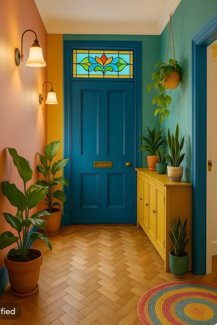 Vibrant Color-Block Entryway