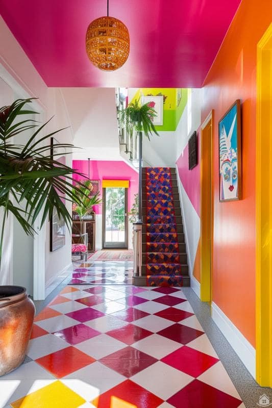 Vibrant Color Explosion Hallway