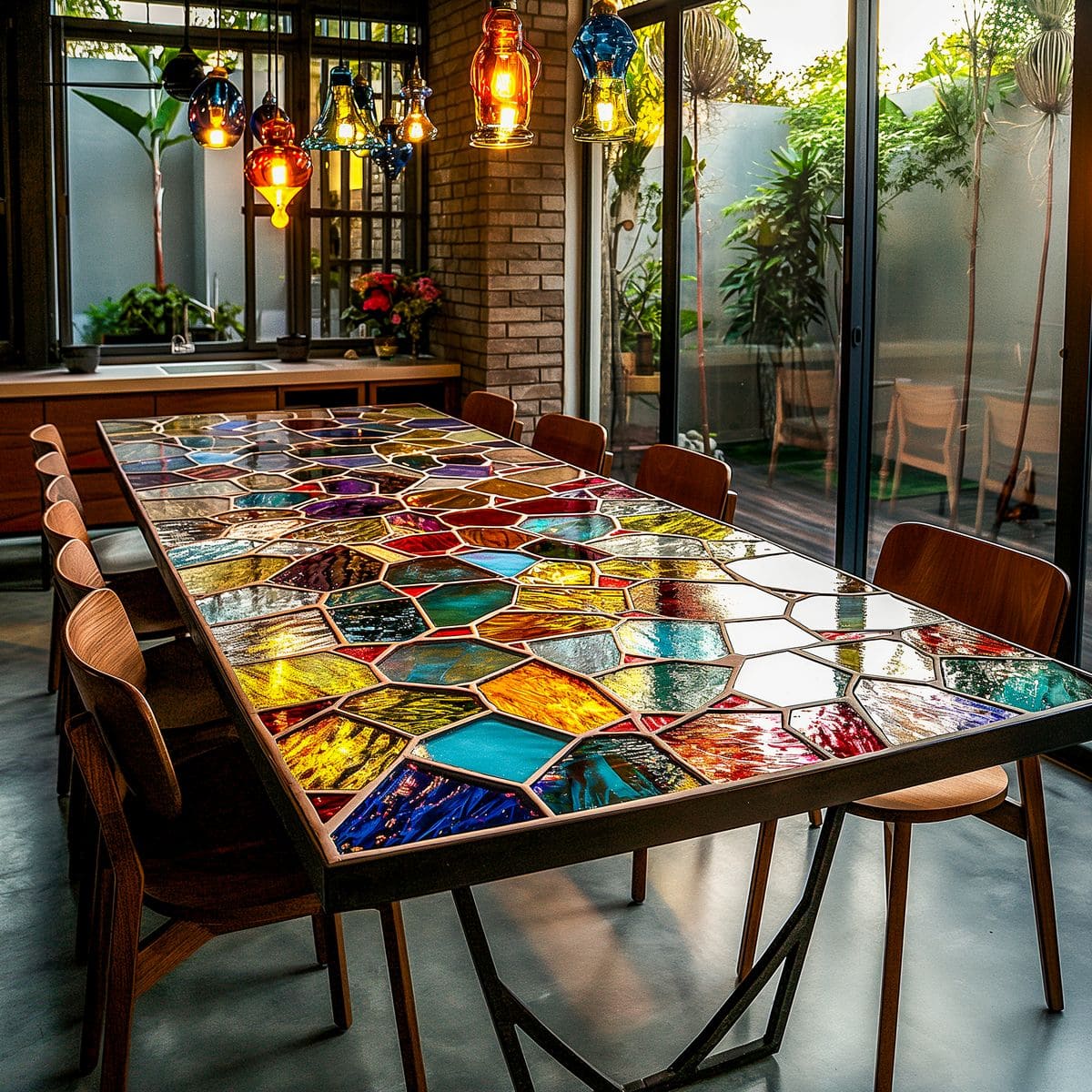 Vibrant Stained Glass Dining Table