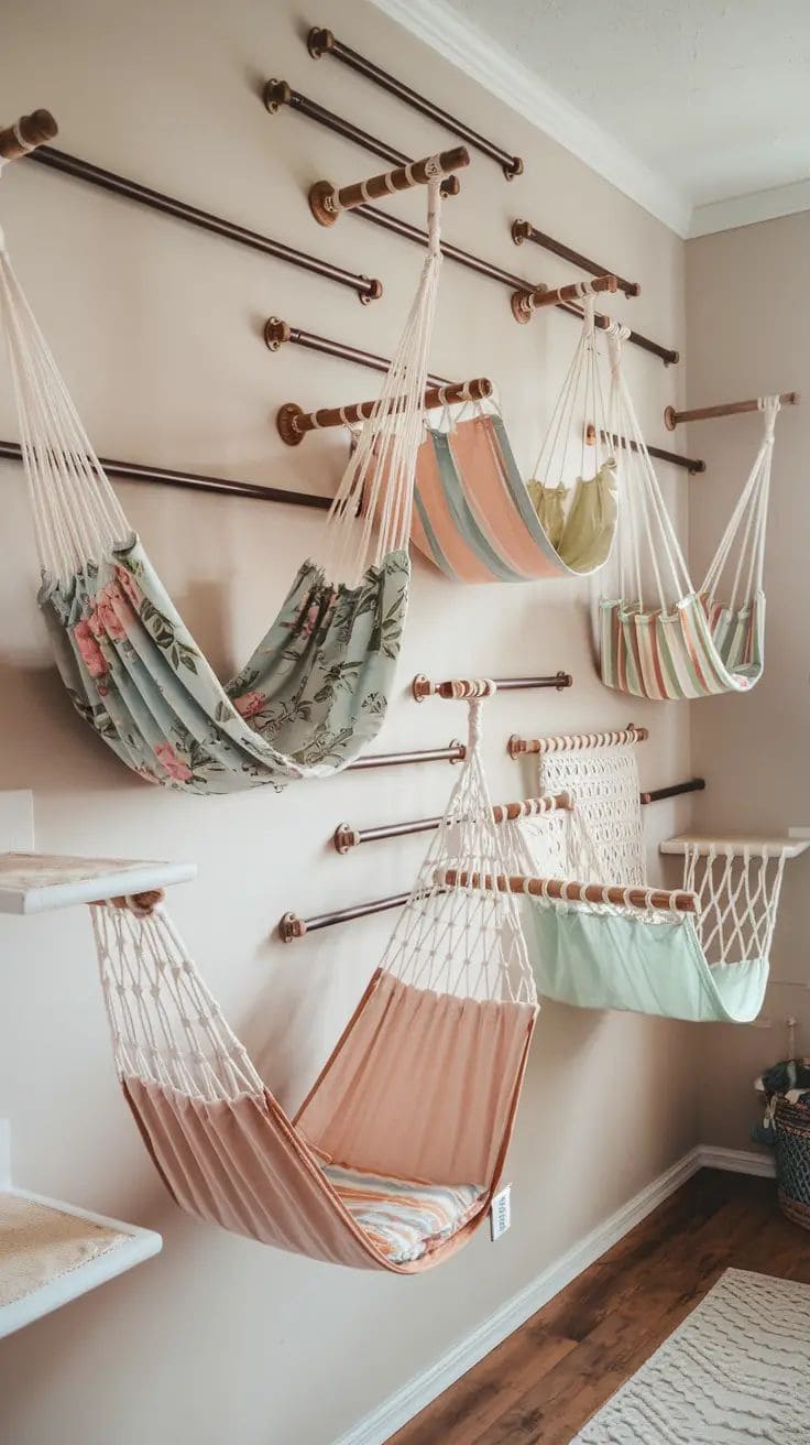 Whimsical Cat Hammock Wall Haven