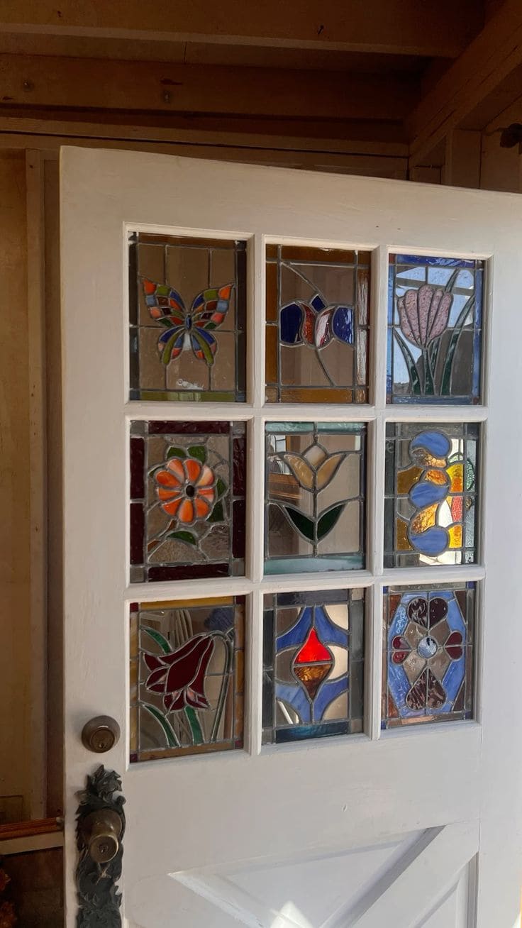 Whimsical Stained Glass Door Panels