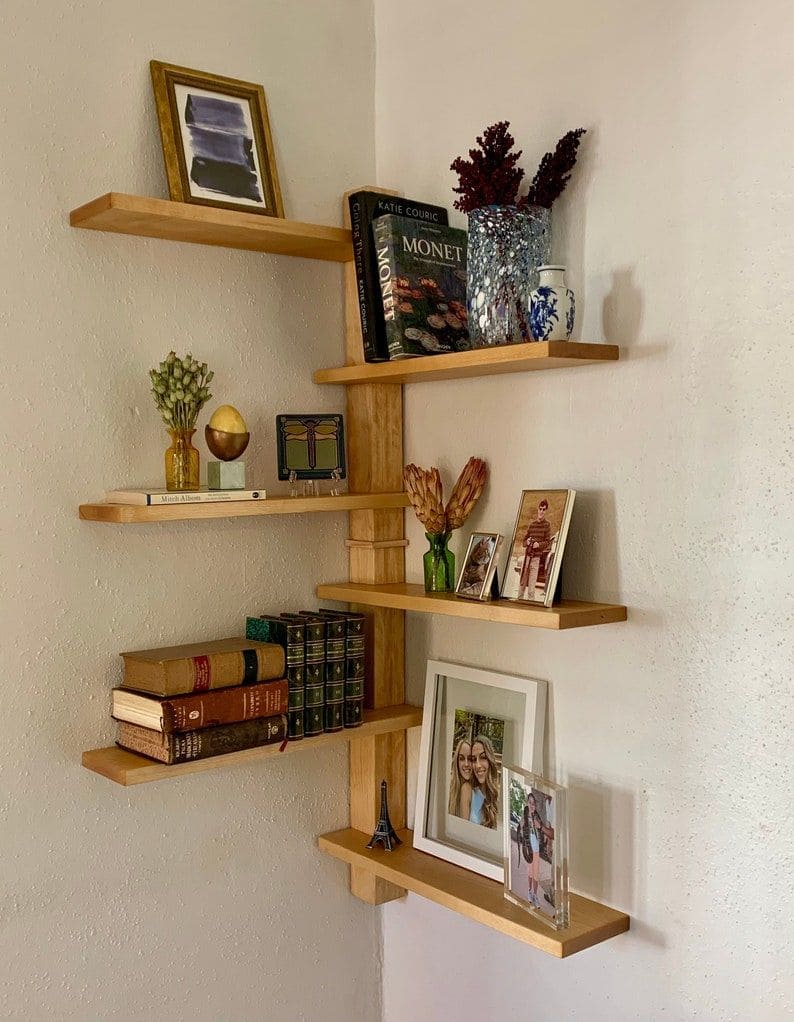 Wooden Corner Display Shelves