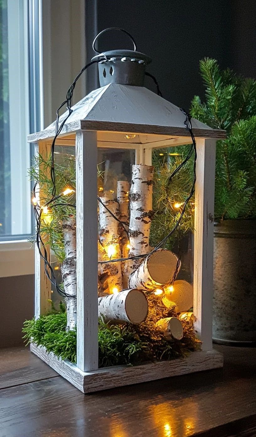Birch Log Lantern Glow