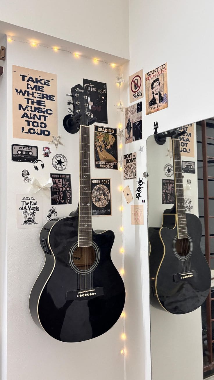 Black Guitar Indie Wall