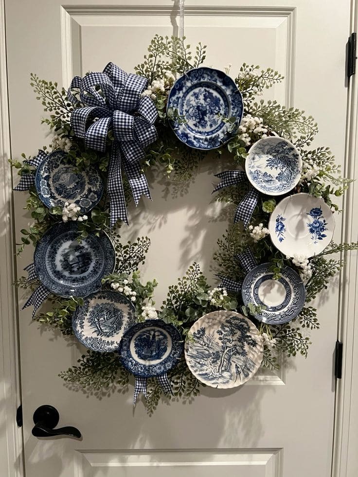 Blue and White Christmas Wreath Magic