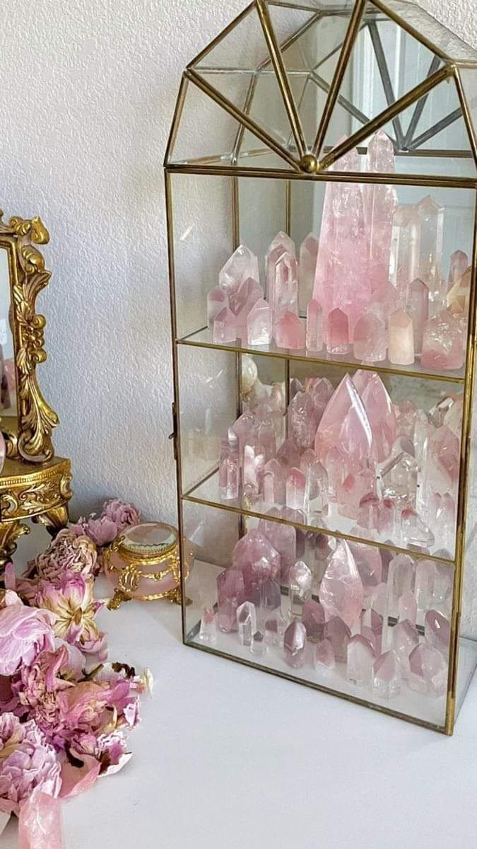 Blush Crystal Glass Display Case