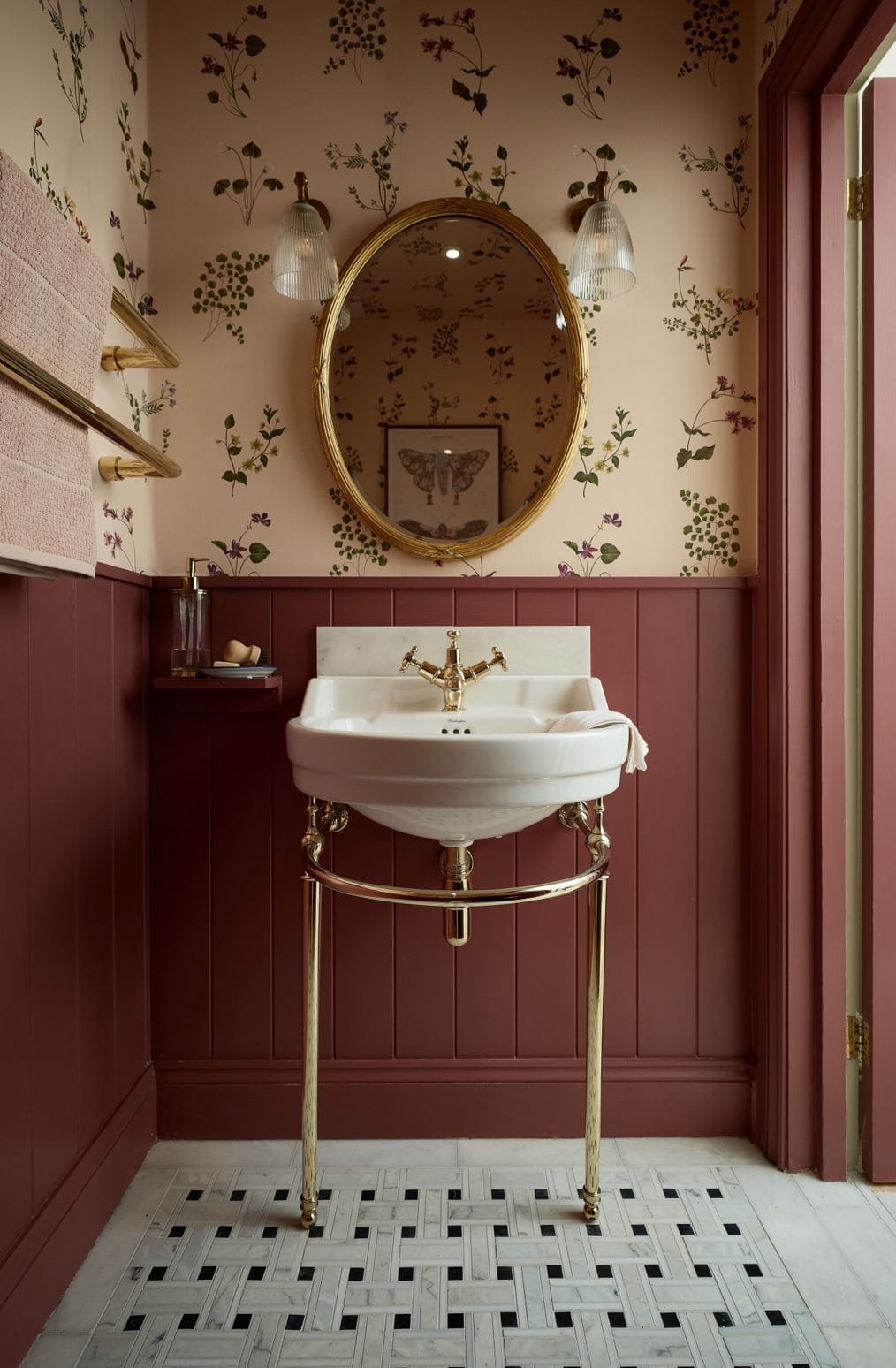 Burgundy Blooms Powder Room