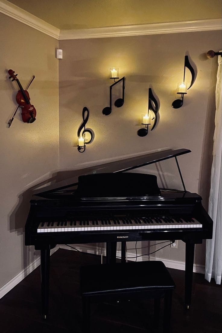 Candlelit Piano Corner Glow