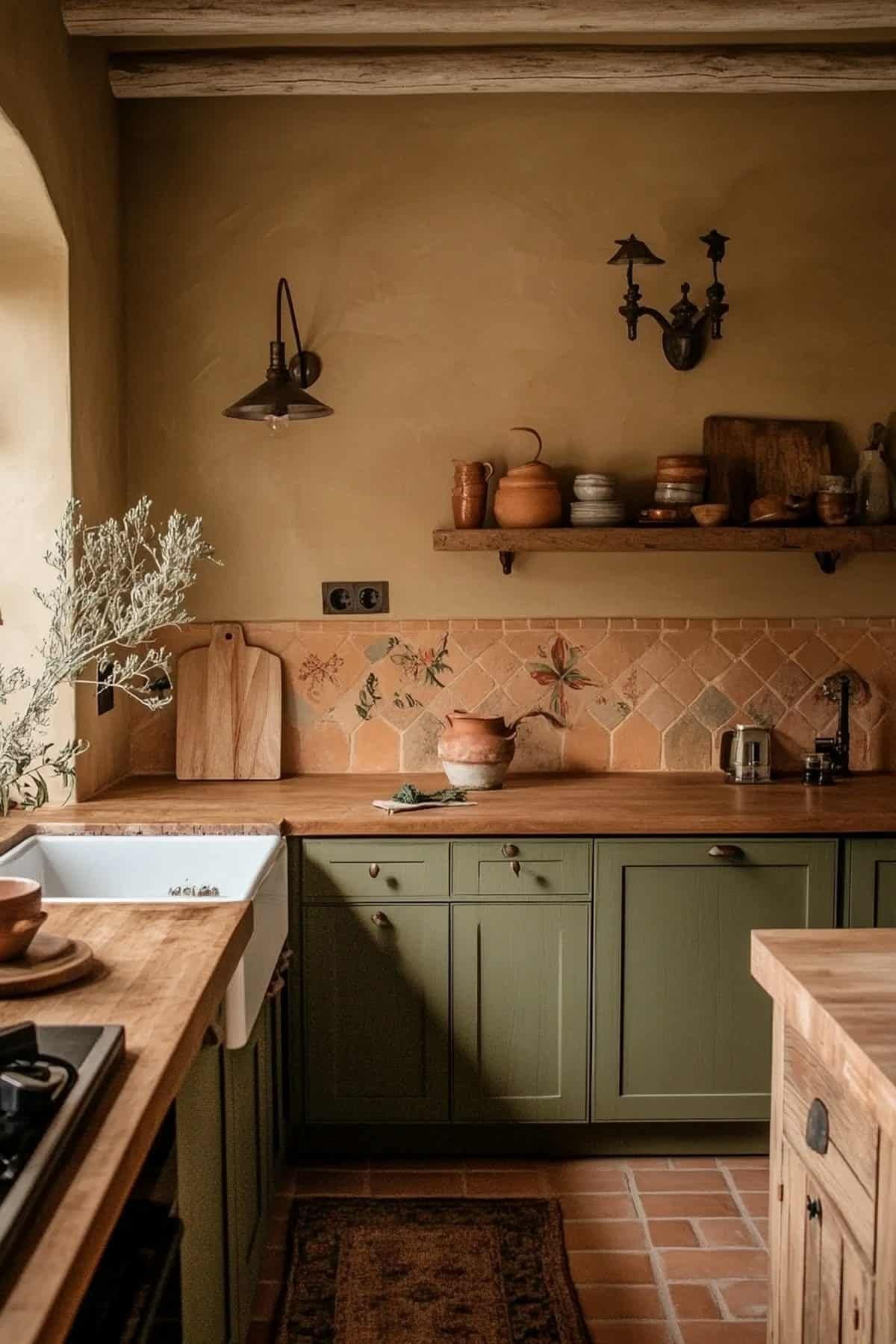 Charming Terracotta and Green Kitchen Vibe