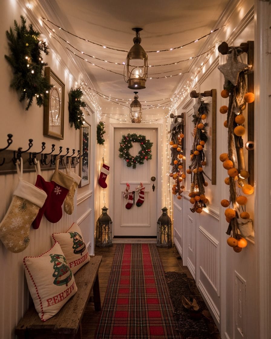 Classic Cottage Christmas Hallway