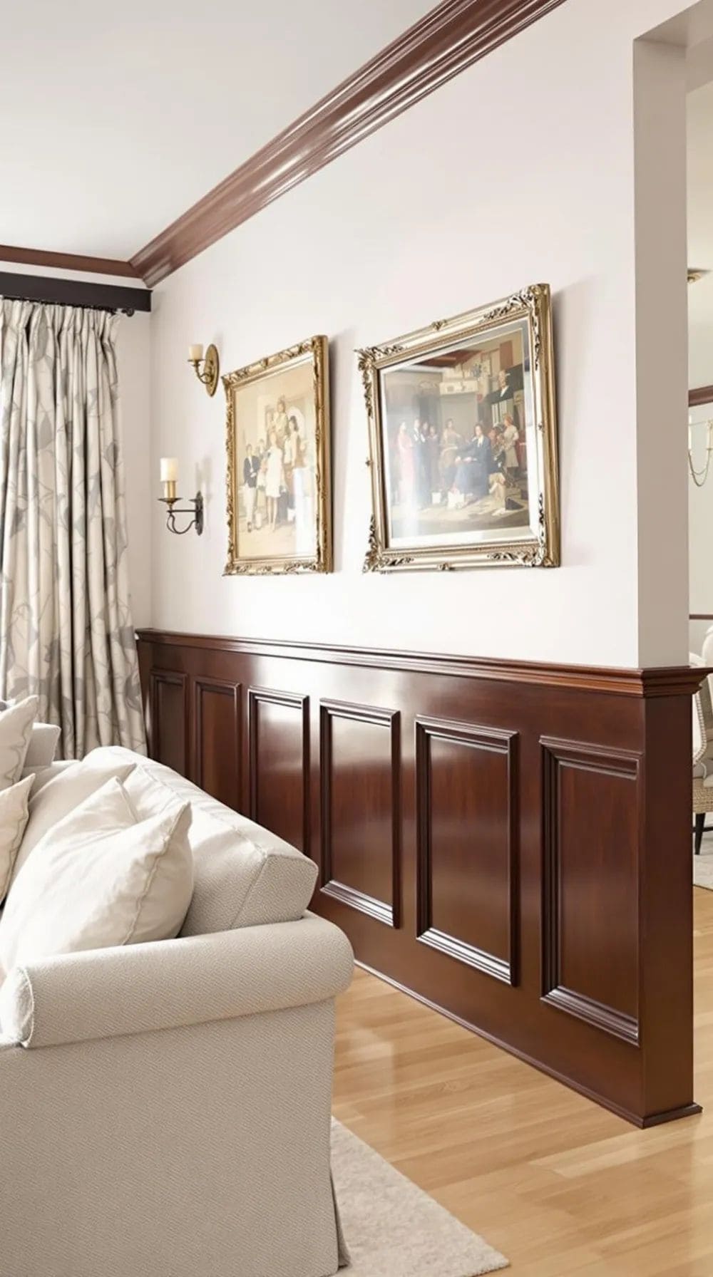 Classic Raised Panel Wainscoting in Rich Wood
