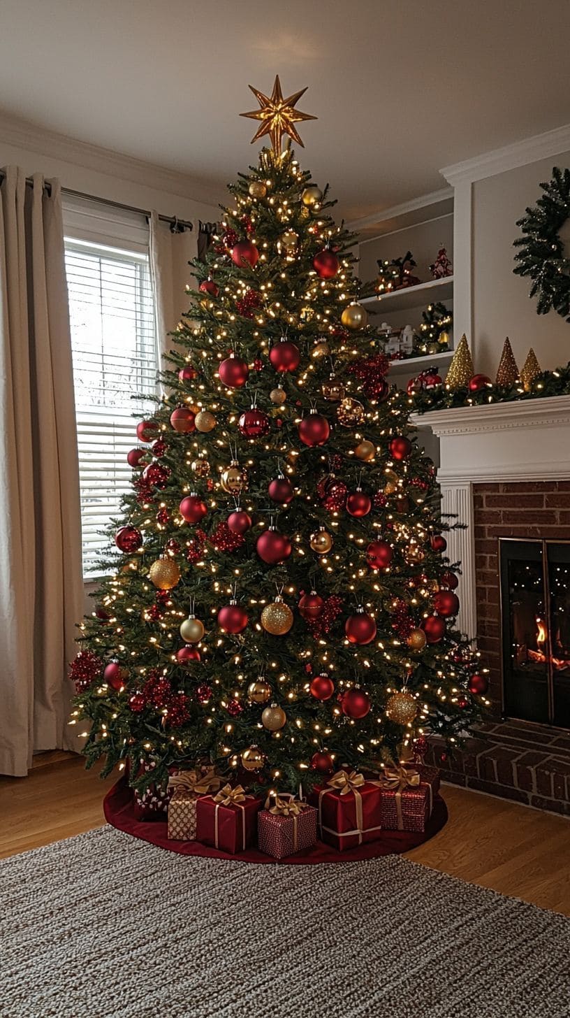 Classic Red and Gold Christmas Tree