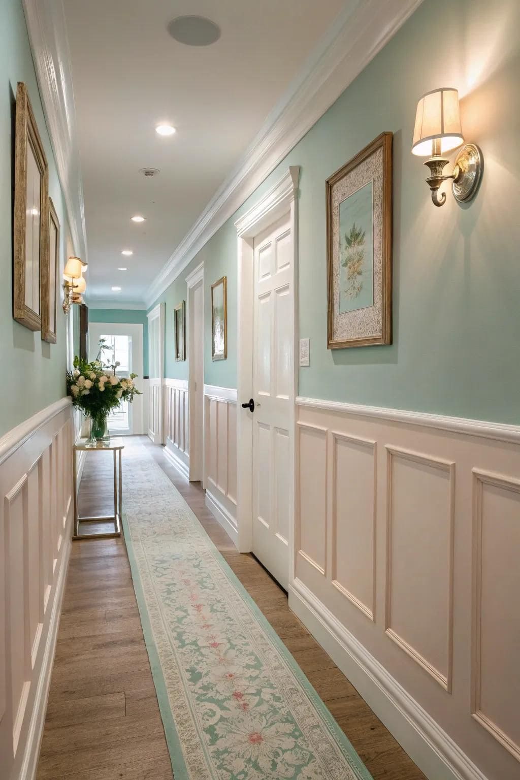 Classic White Wainscoting with Pastel Walls