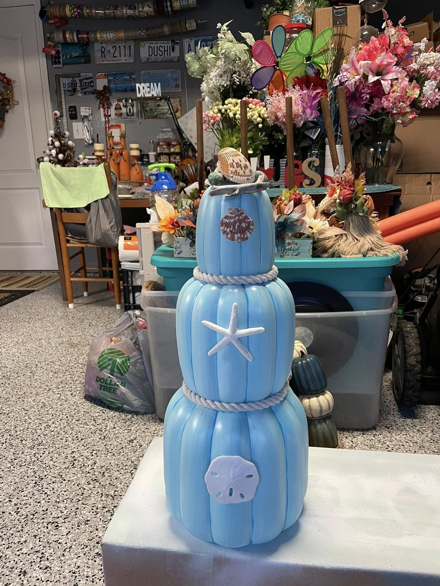 Coastal Pumpkin Tower Decor