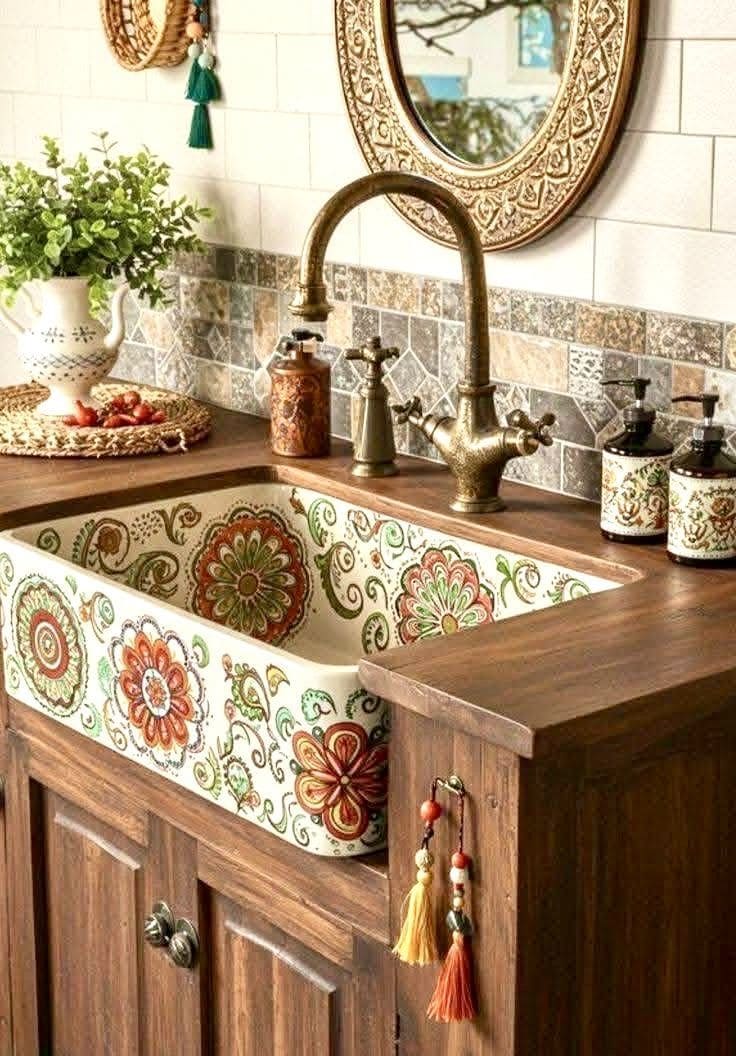 Colorful Farmhouse Floral Sink Design