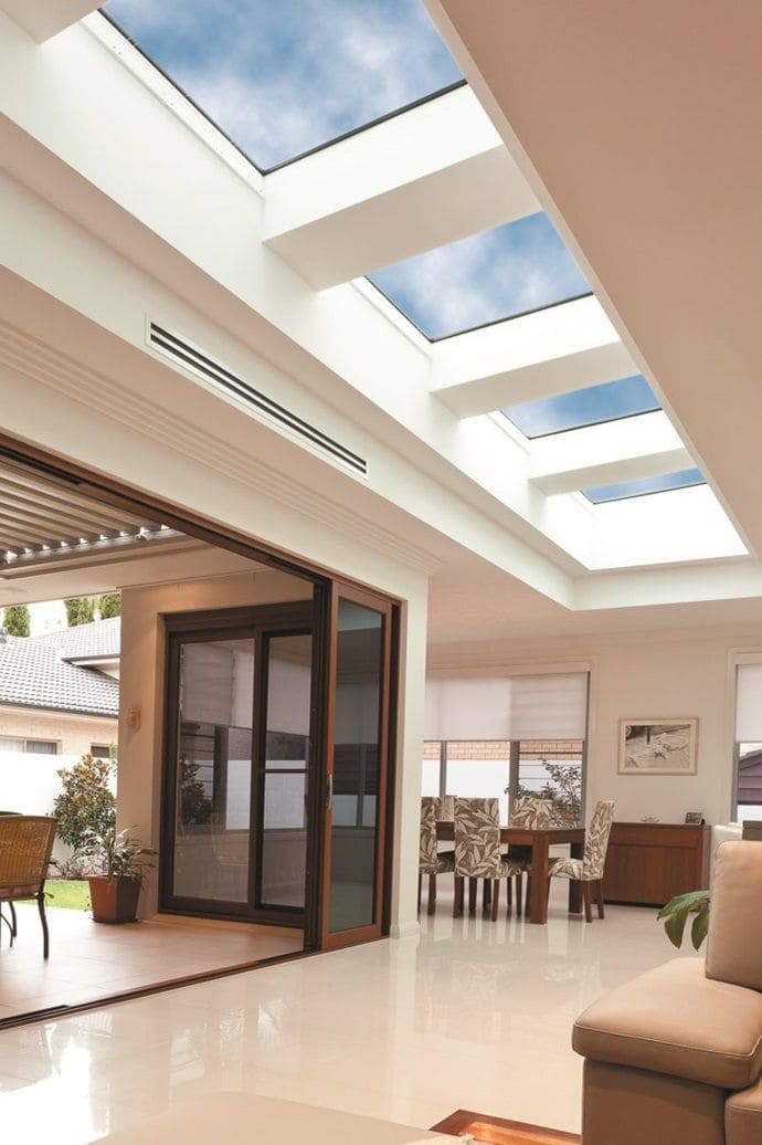 Contemporary Linear Skylight Living Space
