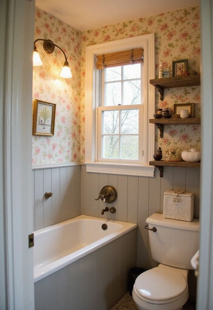Cozy Floral Cottage Bathroom