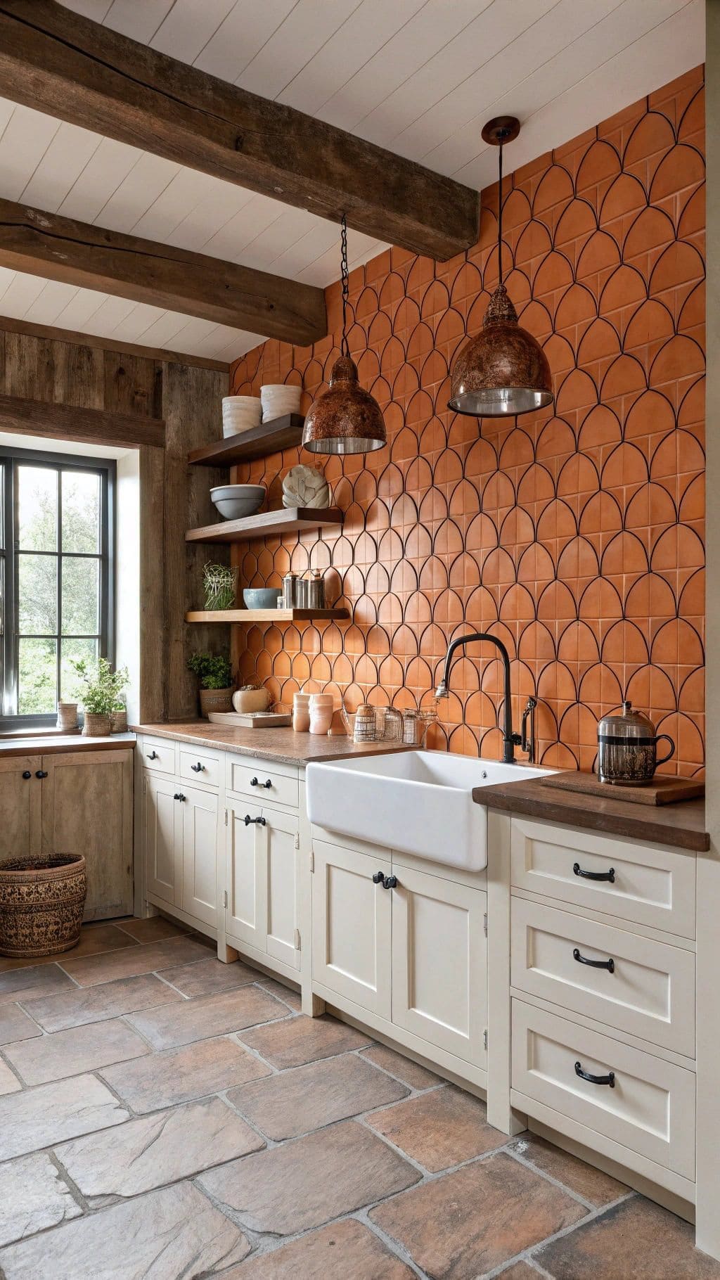 Cozy Rustic Kitchen with Terracotta and Wood Accents