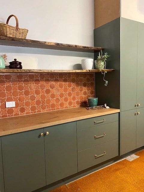 Earthy Green and Terracotta Kitchen Accent