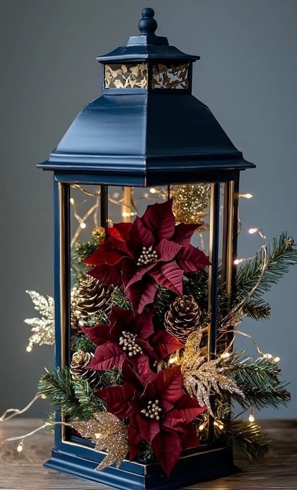 Elegant Festive Poinsettia Lantern
